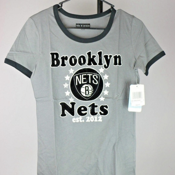 Tops - Brooklyn Nets Women's Baby Jersey Ringer T-Shirt Tops - Brooklyn Nets Women's Baby Jersey Ringer T-Shirt